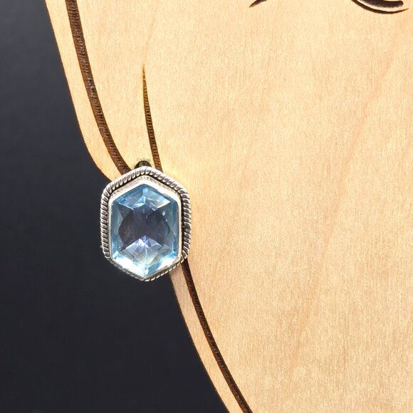 Vintage Nicky Butler Sterling Silver & Blue Topaz Gemstone Hexagon Stud Earrings - Picture 8 of 8
